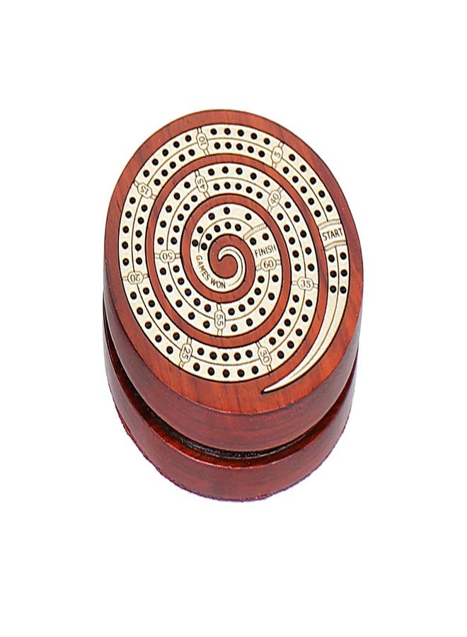 House of Cribbage - 2 Track 60 Points - Spiral Shape Pocket Size Wooden Travel Cribbage Board - Size 4 Inch (Bloodwood/Maple Wood) - Image 5